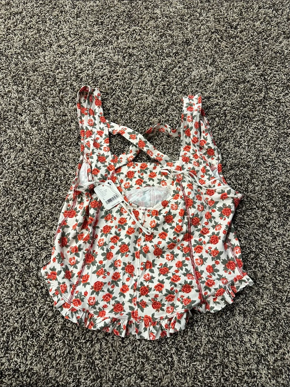 Free People Red Rose Print Tank Top - Picture 2 of 2